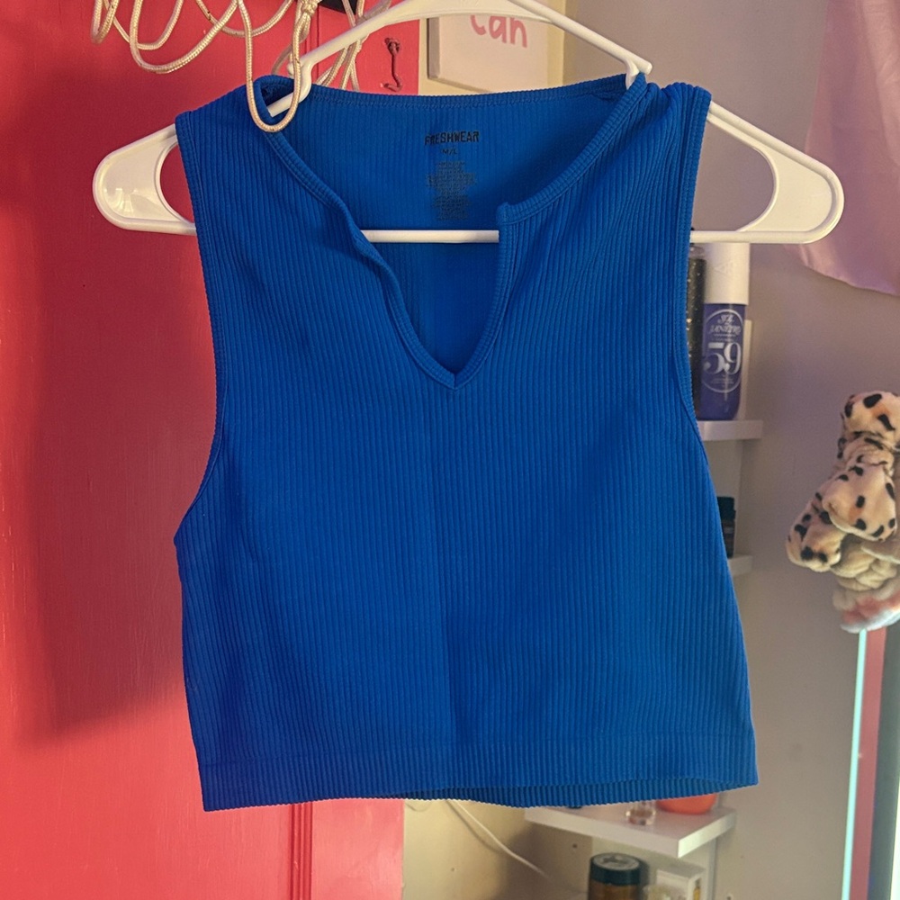 Vibrant Blue Ribbed Crop Top